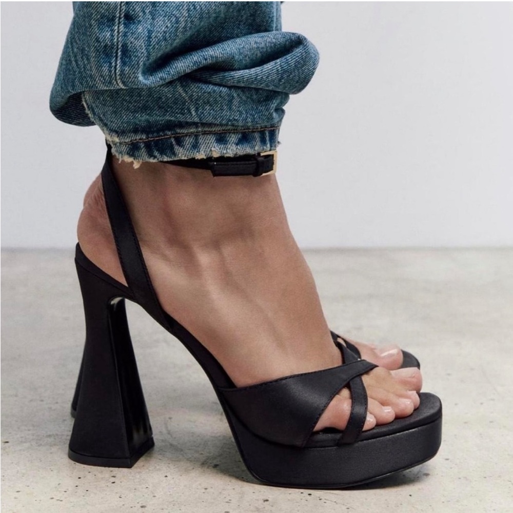 Zara Black Strappy Platform Heels